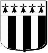 Palé de six pièces d'argent et de sable, au chef d'argent chargé de cinq mouchetures d'hermine